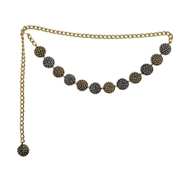 Vintage Disc Chain Belt Gold Silver Medallion Boho Glam Statement 55\